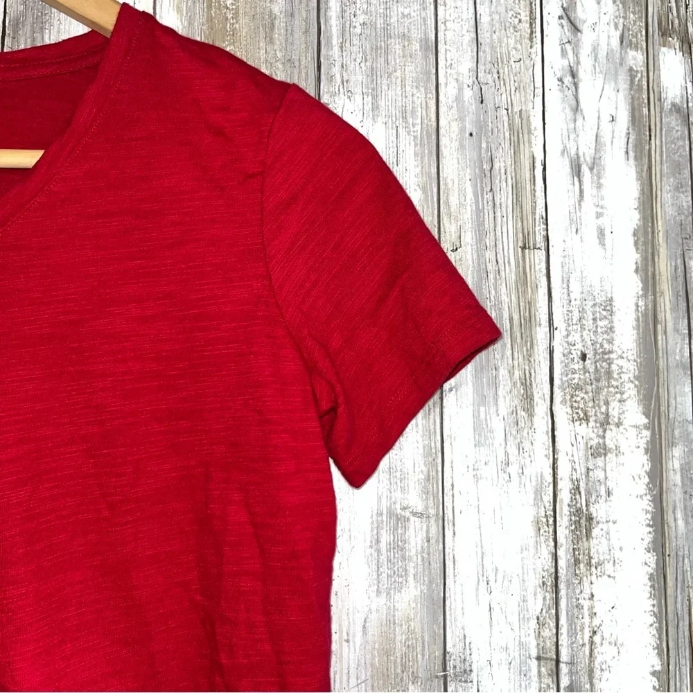 Talbots Vibrant Red V-Neck Tee - Picture 2 of 4